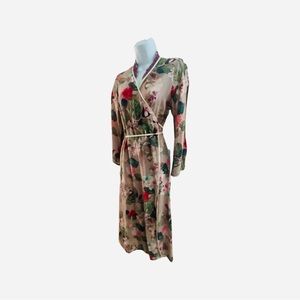 Johnny Was Workshop Wrap Linen Chinoiserie Kimono Robe Dress, XS